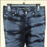 Michael Kors  Skinny Jeans Size 0 tie dye Navy Blue mid waist NWT Photo 5