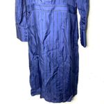 Protagonist blue stripe 100% silk long sleeve mid dress sz 8 Photo 2