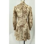 Vintage 70s Rag Dolls Mini Dress Fit & Flare Shirtdress Tie Neck Printed Brown S Photo 10