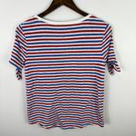 Talbots Tee XS Red Blue Striped Linen Blend Coastal Preppy Nautical Patriotic Photo 4