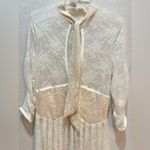 Unique Vintage NWT Lace Ivory Maxi with Bishop Sleeves deep plunge Sz L Fairy Photo 3