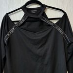 Bebe Y2K Blk Cutout Rhinestone LongSleeve Top Cold Shoulder Clubwear McBling XL Photo 1