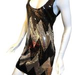 NWT BB Dakota Rhinna Sequin Chevron Tank Slip Dress Small Black Silver Bodycon Size M Photo 7