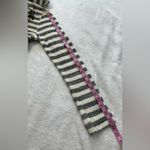 Fifteen Twenty  Gray and White Striped Lace Up Hoodie Sweater Photo 10
