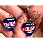 Trump 2024 MAGA Earrings Patriotic New Heart Shaped Dangle Hooks Electi… Blue Photo 4