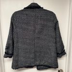 Cupcakes & Cashmere Gregory Tweed Fringe Open Front Blazer Size Medium Black Photo 1