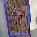 Vintage 1960s Striped Scarf Cottage Design House Striped Long Brown Unique Retro Photo 4