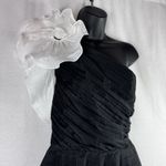 Elliatt Merriment Black White Rosette One Shoulder Pleated Mini Dress Sz Small Photo 3