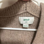 Aerie  V-Neck Hoodie Pullover Sweater Oversized Fit Tan Women's Size Small Photo 4