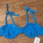 Sunday Brunch Floral Jacquard Swim Top Size Large Blue Photo 1