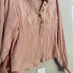 Free People gauze light pink pastel button down blouse M Photo 12