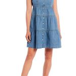 Levi's Levi’s Denim Dress Women XS Babydoll Button Down Ruffle Tiered Minimalist 90s Photo 3