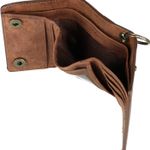 Men's Crazy Horse Leather RFID Trifold Chain Wallet, Brown Photo 2