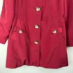 London Fog  Red Button Front Trench Coat Jacket Sz Medium Plaid Flannel Lined Photo 5