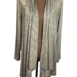 Calvin Klein New Metallic Flyaway waterfall gold foil cascading cardigan size L Photo 1