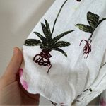 Joie  White Tropical Floral Print Linen Shift Dress Womens M Short Sleeve Mini Photo 7