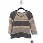 Lucky Lotus Gray Crochet Detail 3/4 Sleeve Knit Top | Size XS Photo 1