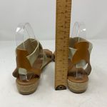 Andre Assous Tan Leather Metallic Gold Wedge Espadrille Sandal Strappy Size 37 Photo 1