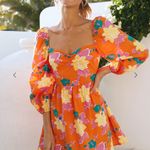 Hello Molly Orange Floral Mini Dress Photo 1