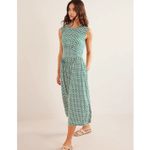 [Boden] Bottle Green Thea Sleeveless Midi Dress Floral Tulip Pop Jersey Knit 10 Photo 1