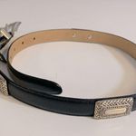 Brighton Black Leather Belt Ornate Silver Buckle Size S Photo 2