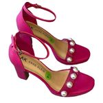 Anne Klein NWT AK  PINK PURPLE PEARL STUDDED ANKLE STRAP HEEL SANDAL 9.5 Photo 4