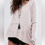 Free People  L We The Free Coastline Pale Pink Thermal Henley Peplum NWOT Photo 1