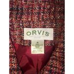 Orvis Red Tweed Jacket Womens Size XL  Blazer Car Coat Silk Blend Button Front Photo 3