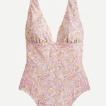 J.Crew Eco Plunge V-Neck One-Piece Swimsuit in Beach Paisle Photo 2