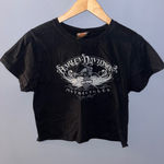 Harley Davidson Motorcycles Crop T Shirt Black Wing Logo Graphic Tee 2013 Photo 0