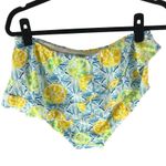 Lands End Skirted Bikini Bottom High Rise Lemon Lime Print Blue Yellow Size 12 Photo 1