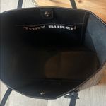 Tory Burch Gemini Link Canvas Tote Black Striped Chain Print Large Bag Photo 3