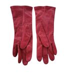 Vintage Aris Leather Glove Silk Lined Cherry Red Size 7 Photo 1