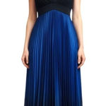 Betsy and Adam  Whimsigoth Pleated Gown 6 Regency Flowy Coquette Balletcore Blue Photo 0