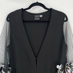 CARTISE Women's Black Floral Feather Sheer Sleeve V Photo 2