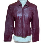 wilson's leather Y2K  Deep Burgundy Wine Zip Up Leather Jacket Size Medium Photo 0