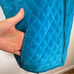 Revue Quilted Blue Suede Vest Pockets Front Zipper 100% Leather Women’s Size 10 Photo 7