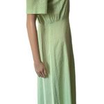 Handmade Vintage 70s Green White Geometric Modest Cottagecore Prairie Maxi Dress Size M Photo 2