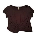 Free People  Movement Size M Run In The Sun Crop Tee Solid Black Frayed Hem‎ Yoga Photo 1