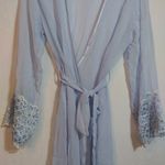 Via Nicci Vintage Delicate Sheer Periwinkle Lace Robe Tie Belt Size S/M Blue Photo 3