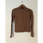 Athleta  GAP Ascent Seamless Turtleneck Mock Soft Merino Wool S Rustic Beige Tan Photo 3