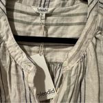 Splendid NWT  Beige and Green Priya Button Down Striped Blouse | XL Photo 3