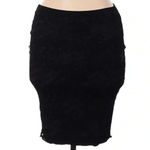 Eileen Fisher Black Gray Knit Crochet Lace Overlay Straight Pencil Skirt Size XS Photo 3