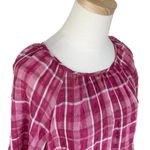 Madewell Plaid Shirred Babydoll Mini Dress 3/4 Sleeve Azalea Plaid Sz M Photo 3