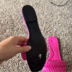 ZARA  Hot Pink Leather Slip On Sandals Womens 8.5 Beachy Flats Slides Casual Photo 4