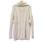 Free People  Driftwood Cable Knit Polo in Ivory Size Medium M Fisherman Oversized Photo 2