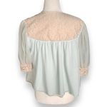 Vintage 50s Snowdon Pastel Mint Lace Bed Jacket Capelet Sheer Puff Sleeve Medium Green Photo 5