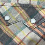 True Religion  Men's Pearl Snap Shirt Flannel Cotton Orange Tan XL Extra Large ST Photo 3