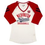 Campus Lifestyle MLB Washington Nationals Women's Retro Raglan 3/4 Sleeve Shirt in White/Red, M Photo 1