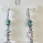 Charter Club  Silver and Aqua Crystal linear Tower drop earrings NWT Photo 3